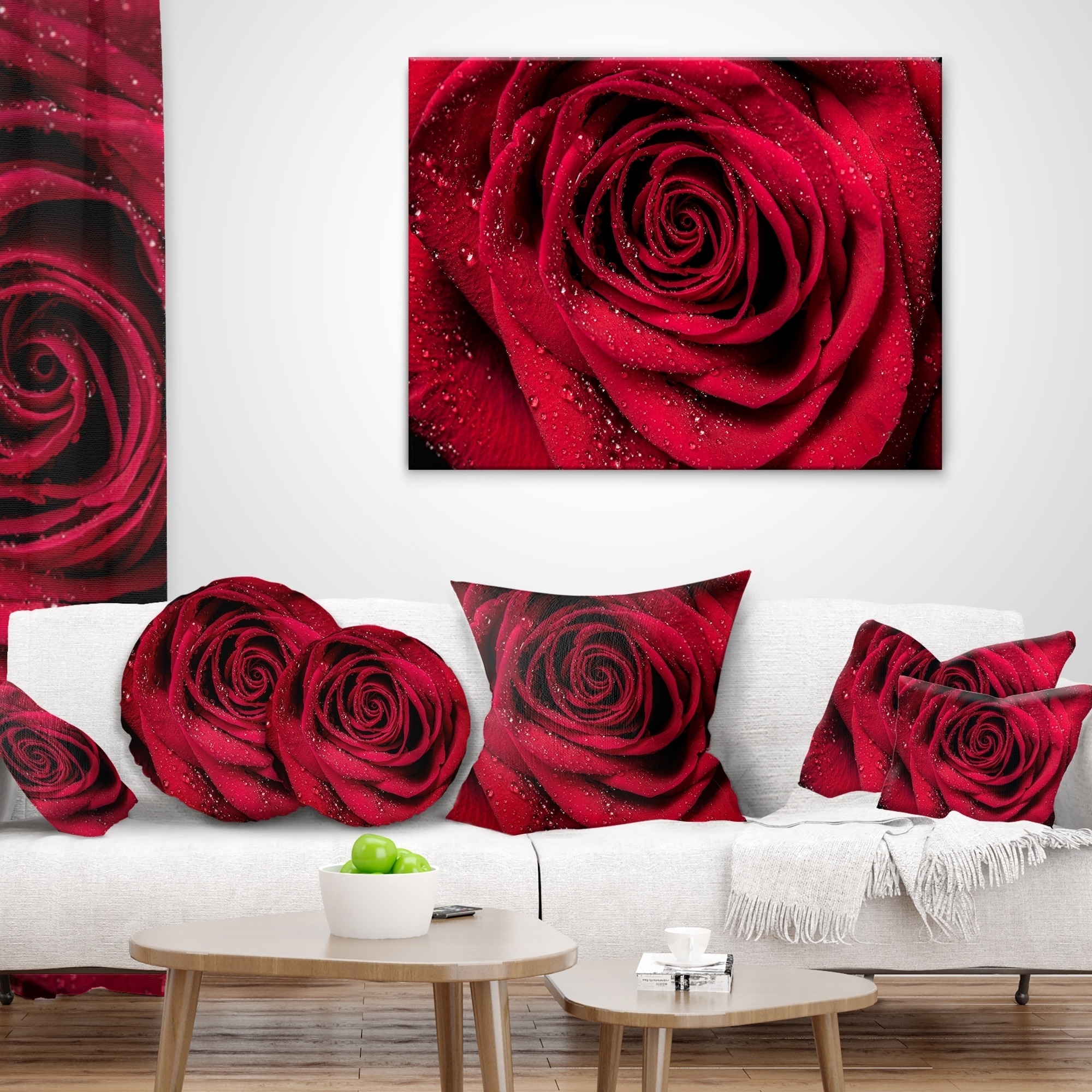 Designart 'Red Rose Petals with Rain Droplets' Floral Throw