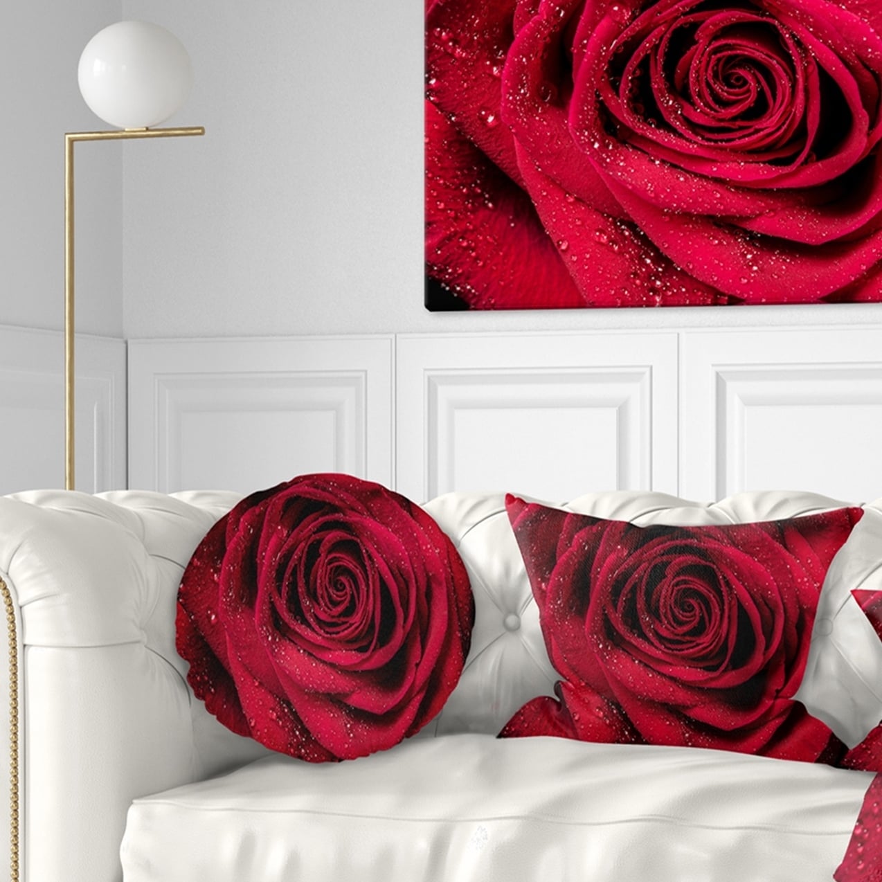 Designart Red Rose Painting with Splashes - Floral Throw Pillow - 18x18, Size: 18 x 18