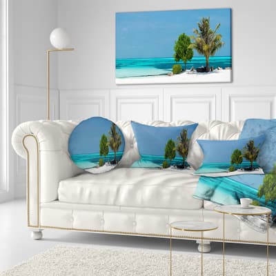 Designart 'Beach with White Sand and Turquoise Water' Modern Seascape Throw Pillow