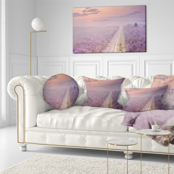 Designart 'Path through Blooming Heather' Landscape Printed Throw Pillow