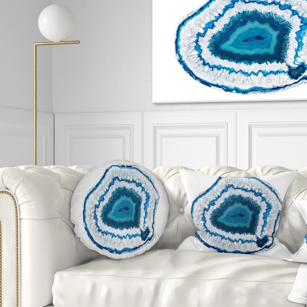 Designart 'Blue Agate Crystal' Abstract Throw Pillow