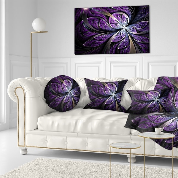Designart 'Glittering Purple Fractal Flower' Floral Throw Pillow