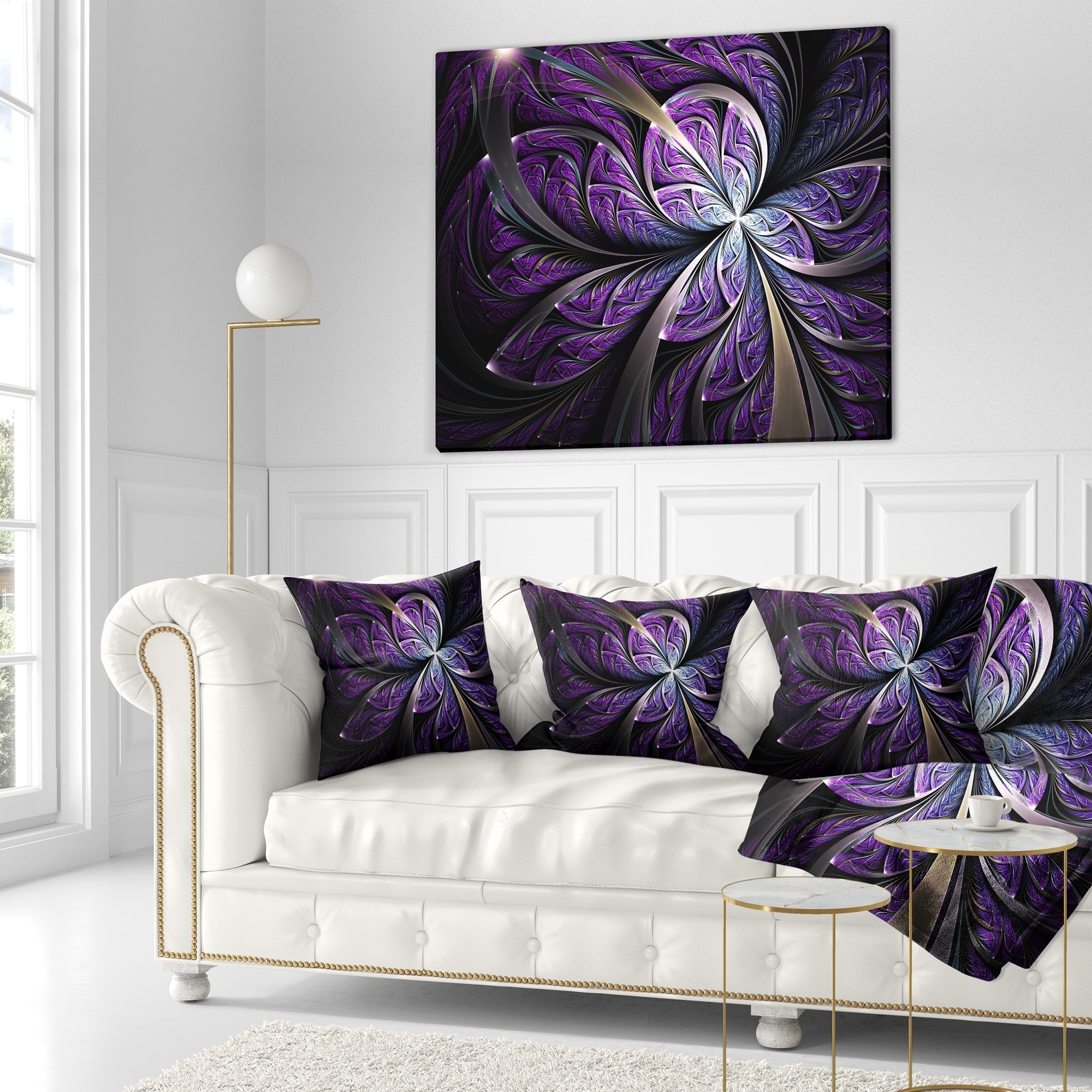 Designart 'Glittering Purple Fractal Flower' Floral Throw - Picture 9 of 14