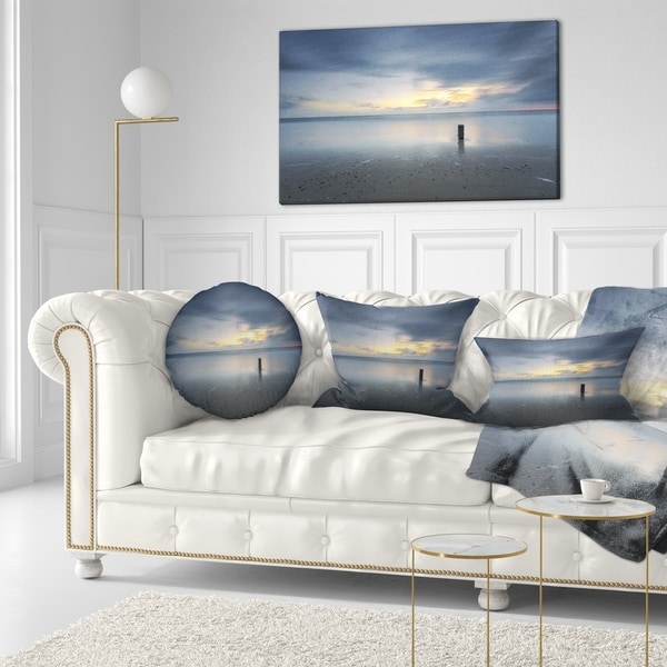 Designart 'Stormy and Dark Sea Sunset' Seascape Throw Pillow