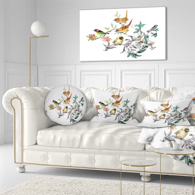 Designart 'Designart Tropical Flowers and Birds' Birds Throw Pillow