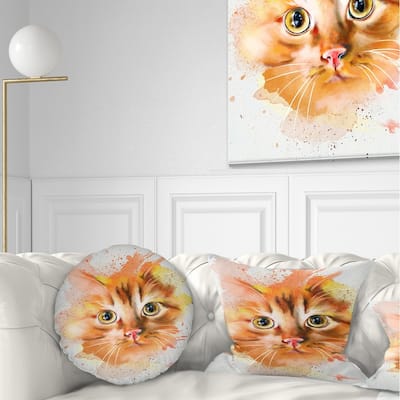 Designart 'Lovely Red Watercolor Cat' Animal Throw Pillow