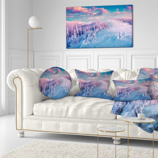 Designart 'Fantastic Sunrise over the Carpathians' Landscape Printed Throw Pillow