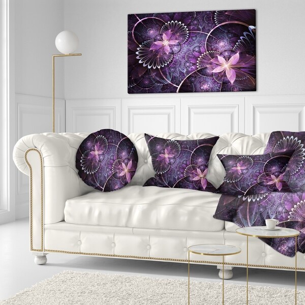 Designart 'Fractal Flower Soft Purple Digital Art' Flower Throw Pillow