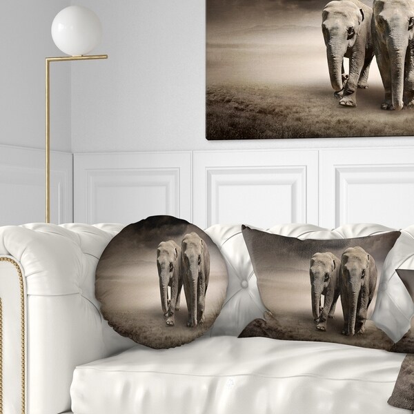 Designart 'Elephant Pair in Motion' Animal Throw Pillow