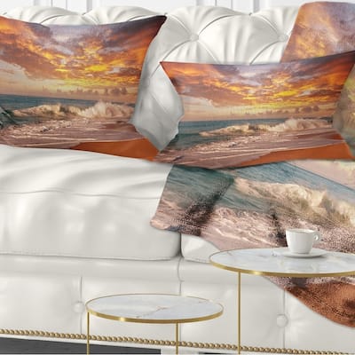 Designart 'Waves under Colorful Clouds' Seashore Throw Pillow