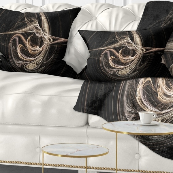 Designart 'White Abstract Fractal Design in Black' Abstract Throw Pillow