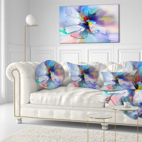 Designart 'Abstract Creative Blue Flower' Floral Throw Pillow