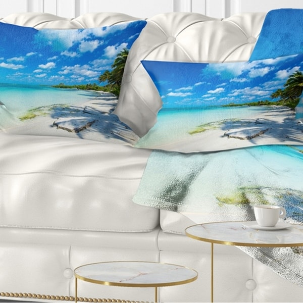Designart 'Tropical Beach with Palm Shadows' Seashore Throw Pillow