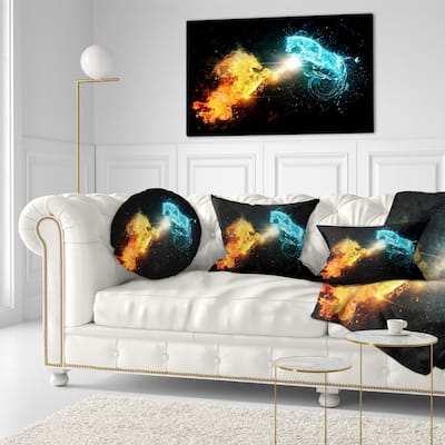 Designart 'Fire and Water Abstract Horses' Animal Throw Pillow