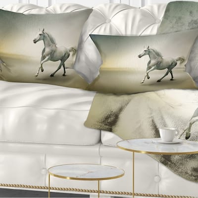 Designart 'White Horse in Motion' Animal Throw Pillow