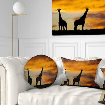 Designart 'African Wildlife Silhouette' African Throw Pillow
