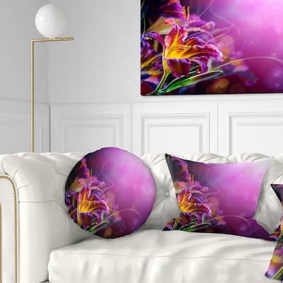 Designart 'Flowers on Purple Background' Floral Throw Pillow