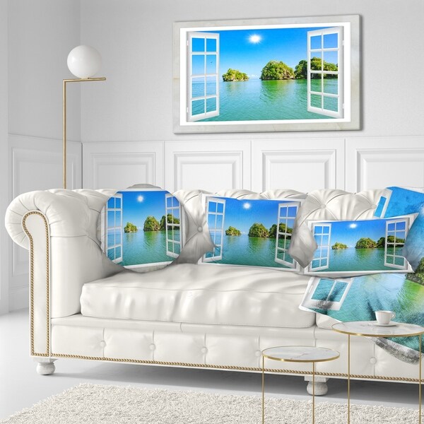 Designart 'Open Window to Ocean Islets' Landscape Wall Throw Pillow