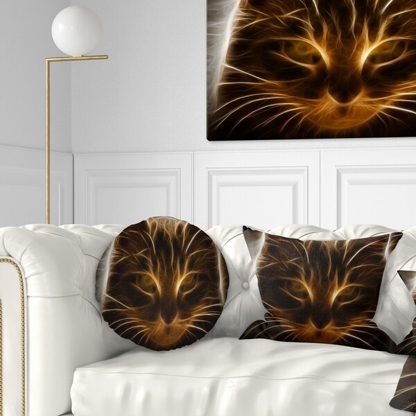 Designart 'Glowing Fractal Cat Illustration' Animal Throw Pillow