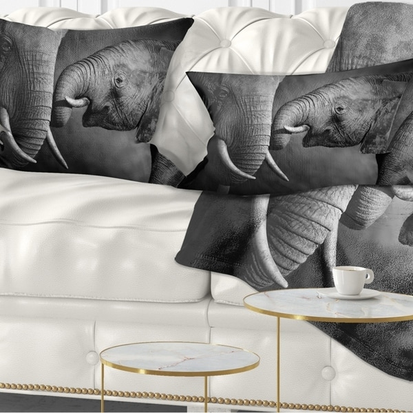 Designart 'Elephants Showing Affection' Abstract Throw Pillow