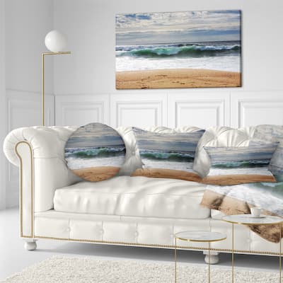 Designart 'Large Blue Waves and Blue Sky' Seashore Throw Pillow