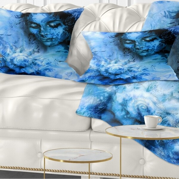 Designart 'Young Woman With Closed Eyes' Portrait Throw Pillow