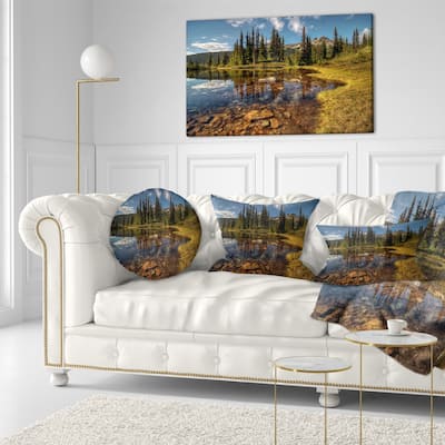 Designart 'Bright Clear Day and Clear Lake' Landscape Printed Throw Pillow