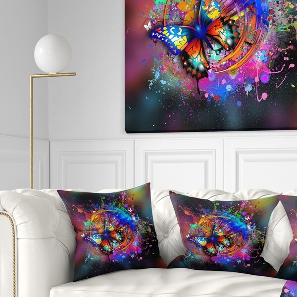 Designart 'Butterfly over Abstract Background' Abstract Throw Pillow
