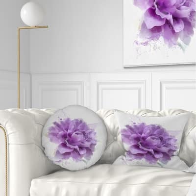 Designart 'Purple Rose Watercolor Illustration' Floral Throw Pillow