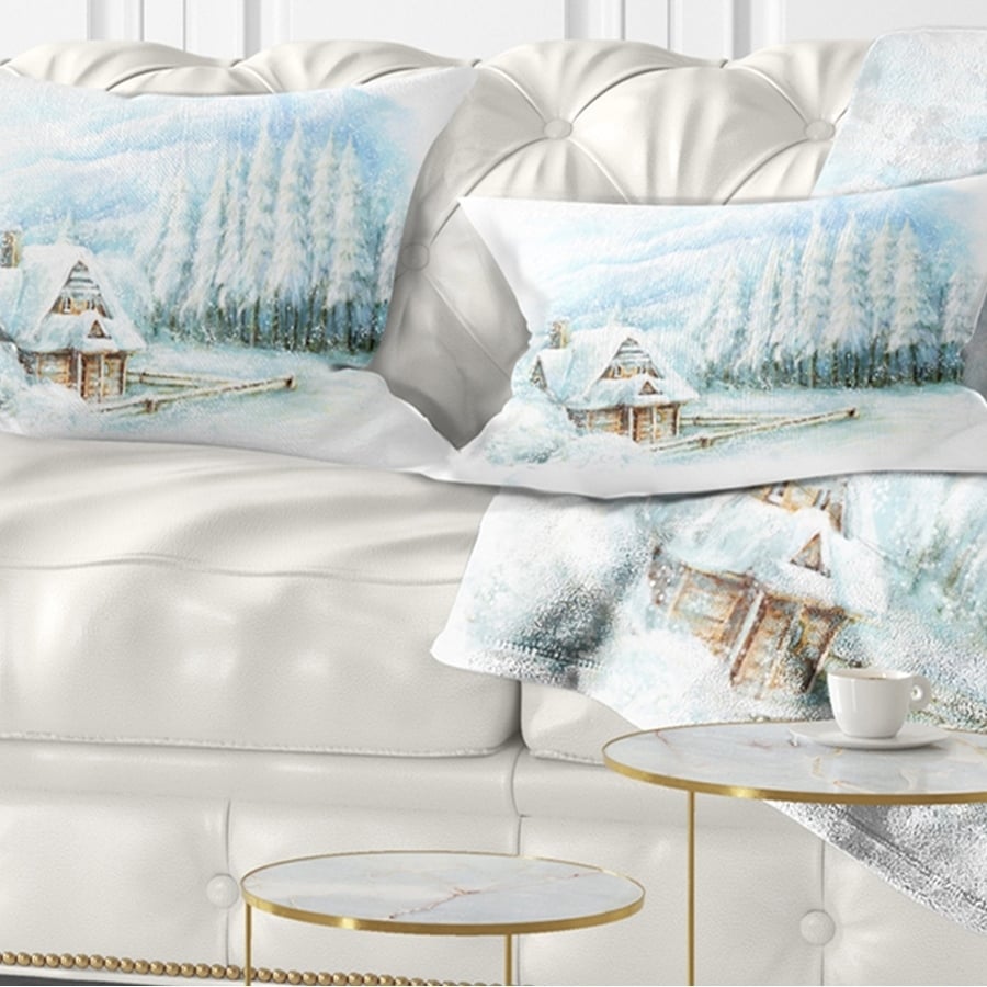 Designart 'Christmas Winter Happy Scene' Landscape Printed Throw Pillow -  Bed Bath & Beyond - 20890854