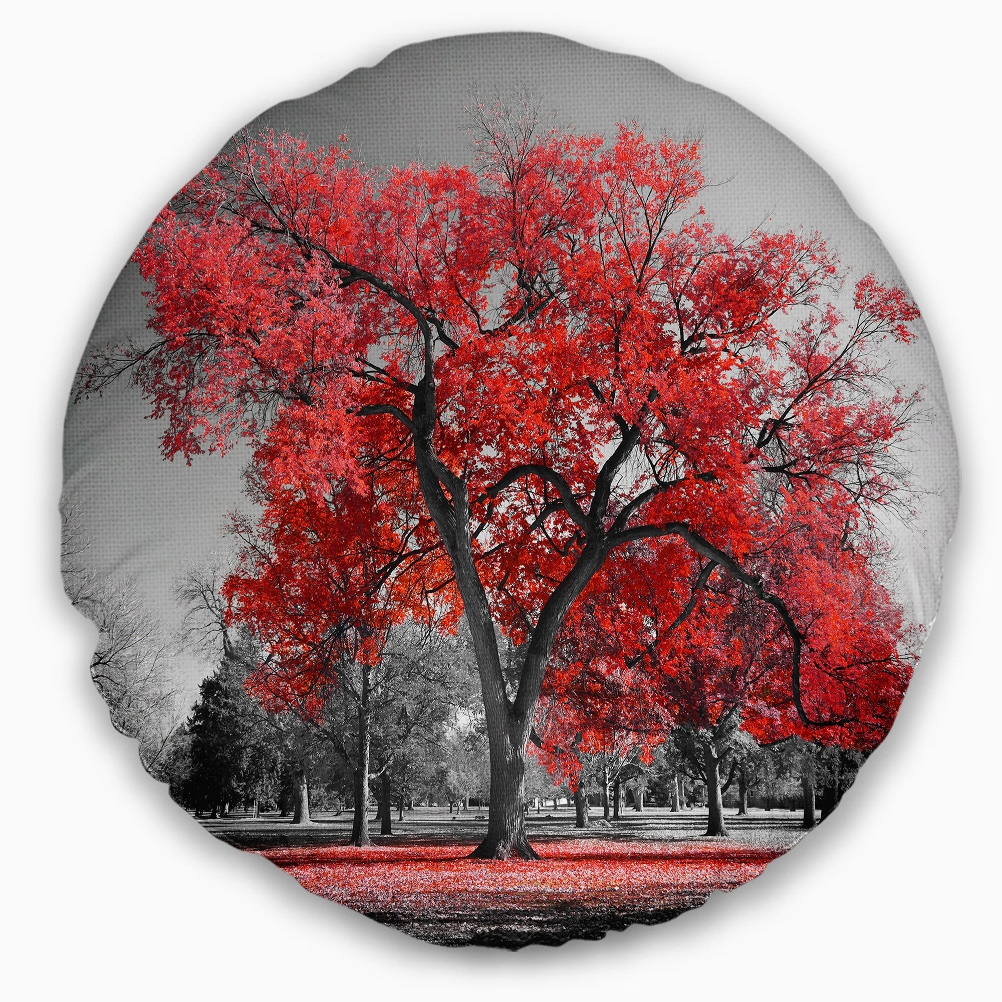 Designart 'Big Red Tree on Foggy Day' Landscape Printed Throw