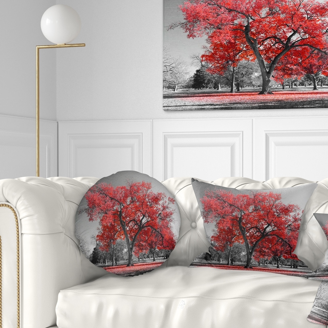 Designart 'Big Red Tree on Foggy Day' Landscape Printed Throw Pillow - Bed  Bath & Beyond - 20890861