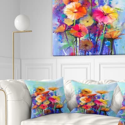 Designart 'Abstract Floral Watercolor Painting' Floral Throw Pillow