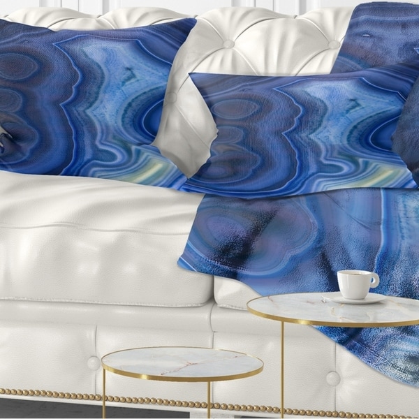 Designart 'Blue Agate Stone Design' Abstract Throw Pillow