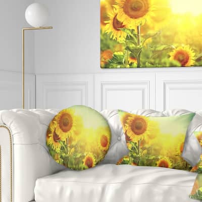 Designart 'Sunflowers blooming on the field' Animal Throw Pillow
