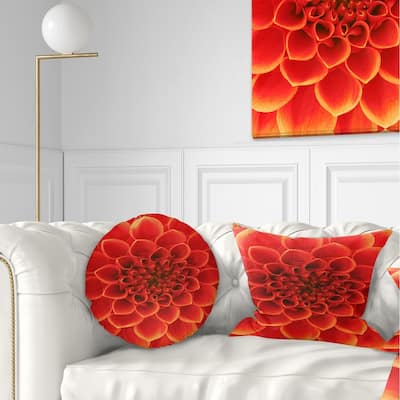 Designart 'Orange Abstract Floral Design' Floral Throw Pillow