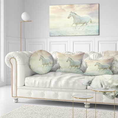 Designart 'Fantasy White Horse' Animal Throw Pillow