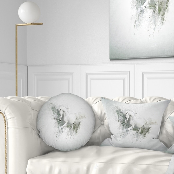 Designart 'Graceful White Horse' Animal Throw Pillow