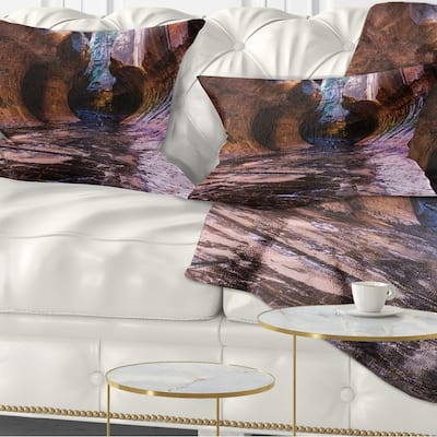 Designart 'Cave in Zion National Park Utah' Landscape Printed Throw Pillow