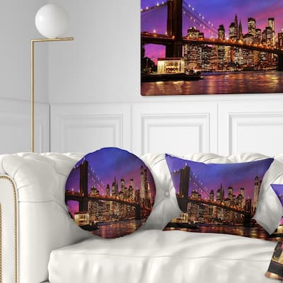 Designart 'Brooklyn Bridge and Manhattan at Sunset' Throw Pillow