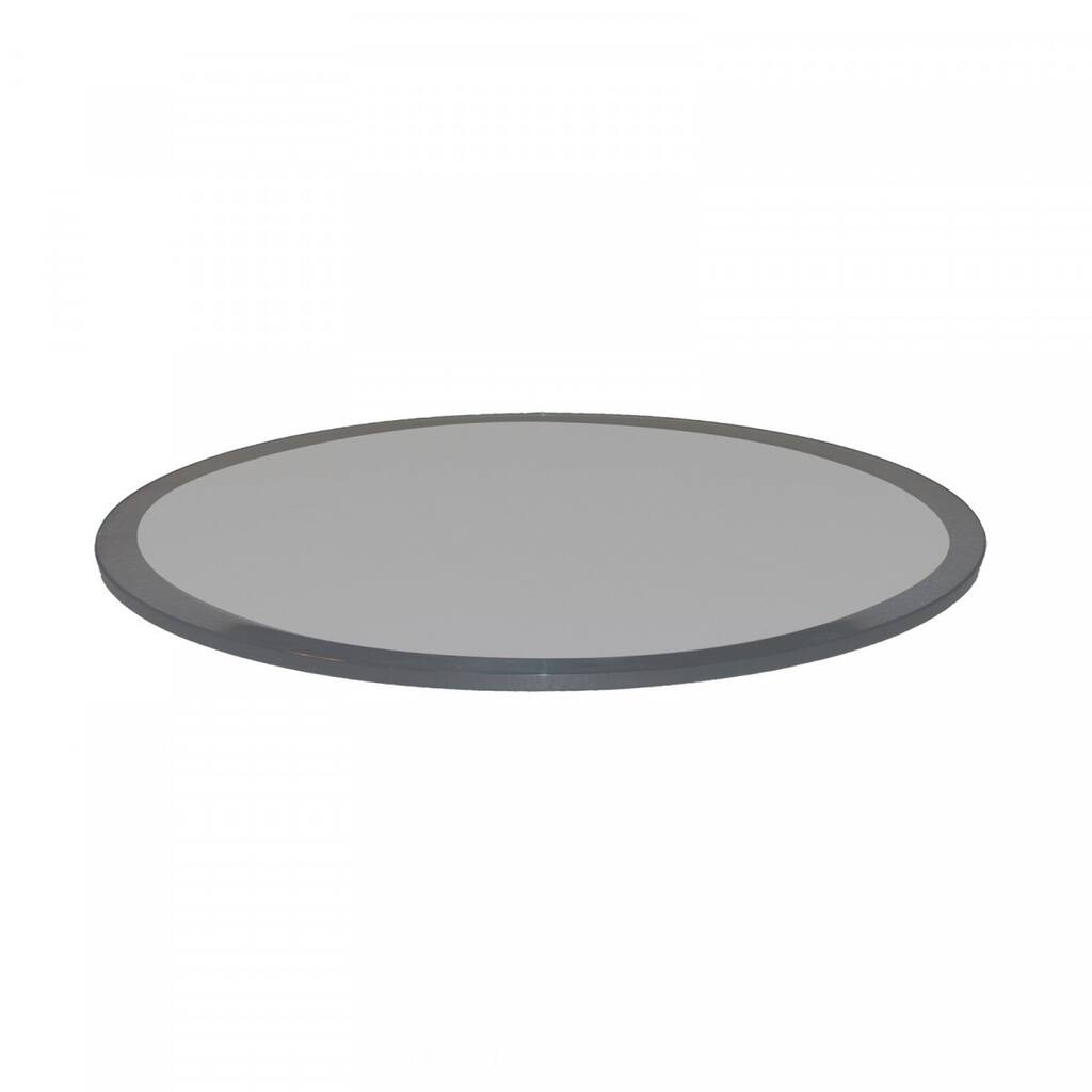 Round Grey Glass Table Top 1/2 Inch Thick Beveled Tempered