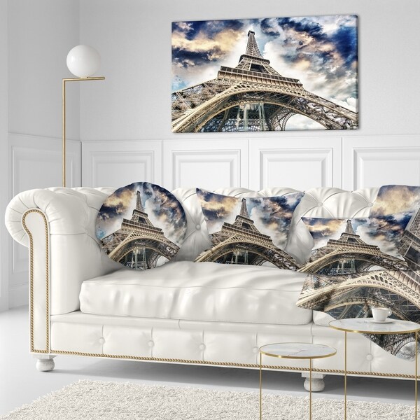 Designart 'The Paris Paris Eiffel TowerView from Ground' Cityscape Throw Pillow