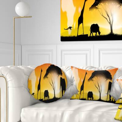 Designart 'African Wildlife Panorama' African Throw Pillow