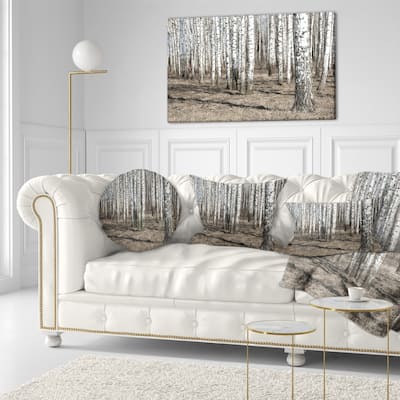 Designart 'Beautiful Dense Birch Forest View' Modern Forest Throw Pillow