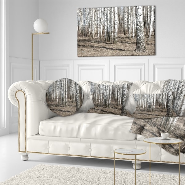 Designart 'Beautiful Dense Birch Forest View' Modern Forest Throw Pillow