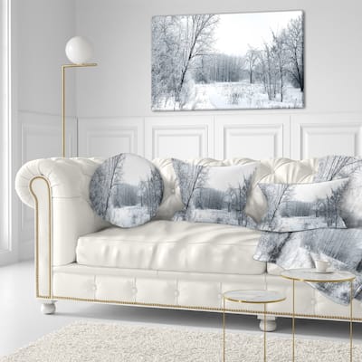 Designart 'Beautiful Winter Panorama' Landscape Printed Throw Pillow