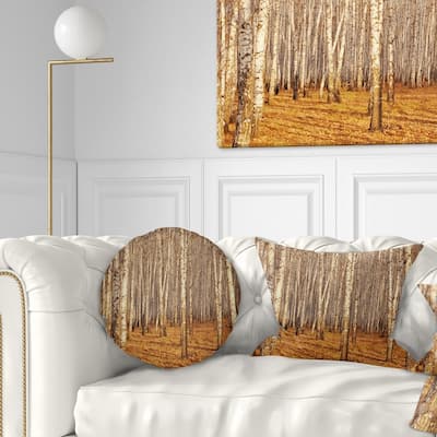 Designart 'Dense Birch Forest in the Fall' Forest Throw Pillow