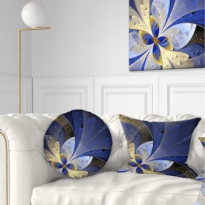 Designart 'Blue and Yellow Large Fractal Pattern' Floral Throw Pillow