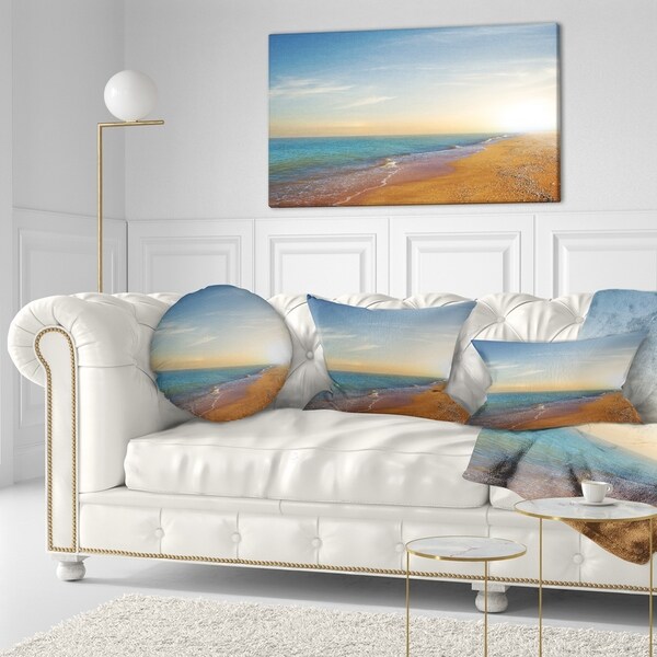 Designart 'Quiet Evening Blue Beach' Seashore Throw Pillow