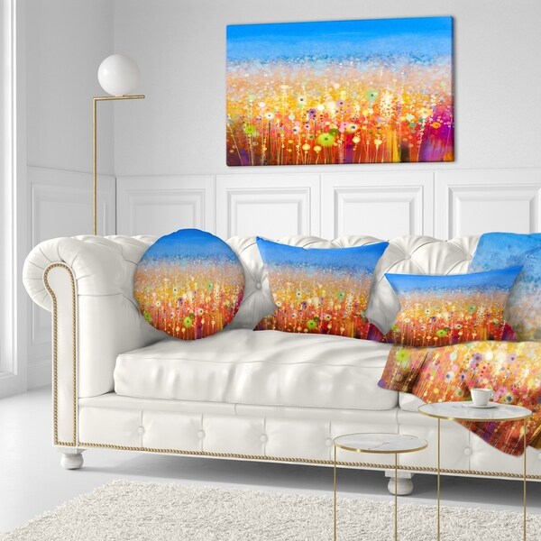 Designart 'Abstract Flower Field Watercolor Painting' Floral Throw Pillow